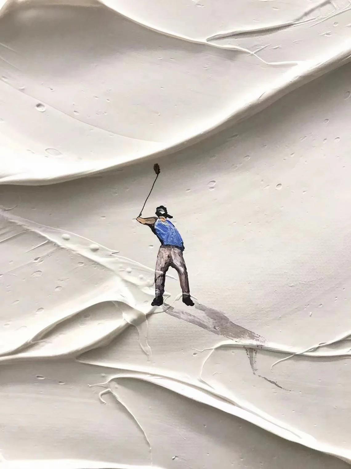 Golf Sport de Palette Knife detalle2 arte mural minimalista Pintura al óleo